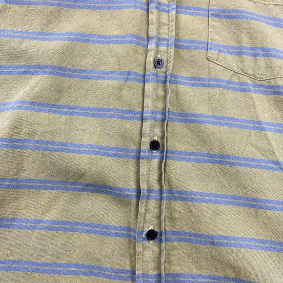 Hurley Shirt Men Medium Large L Green Blue Striped Button Down Short Sleeve Surf - Picture 4 of 12